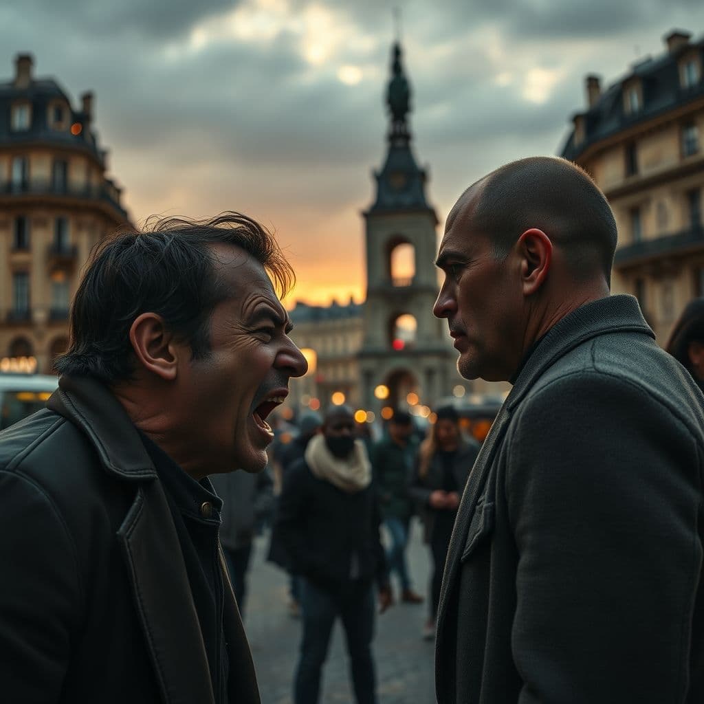 Momento de silencio incómodo entre dos personas con tensión emocional