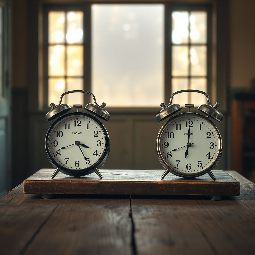 Dos relojes mostrando horas diferentes simbolizando distintos ritmos de vida