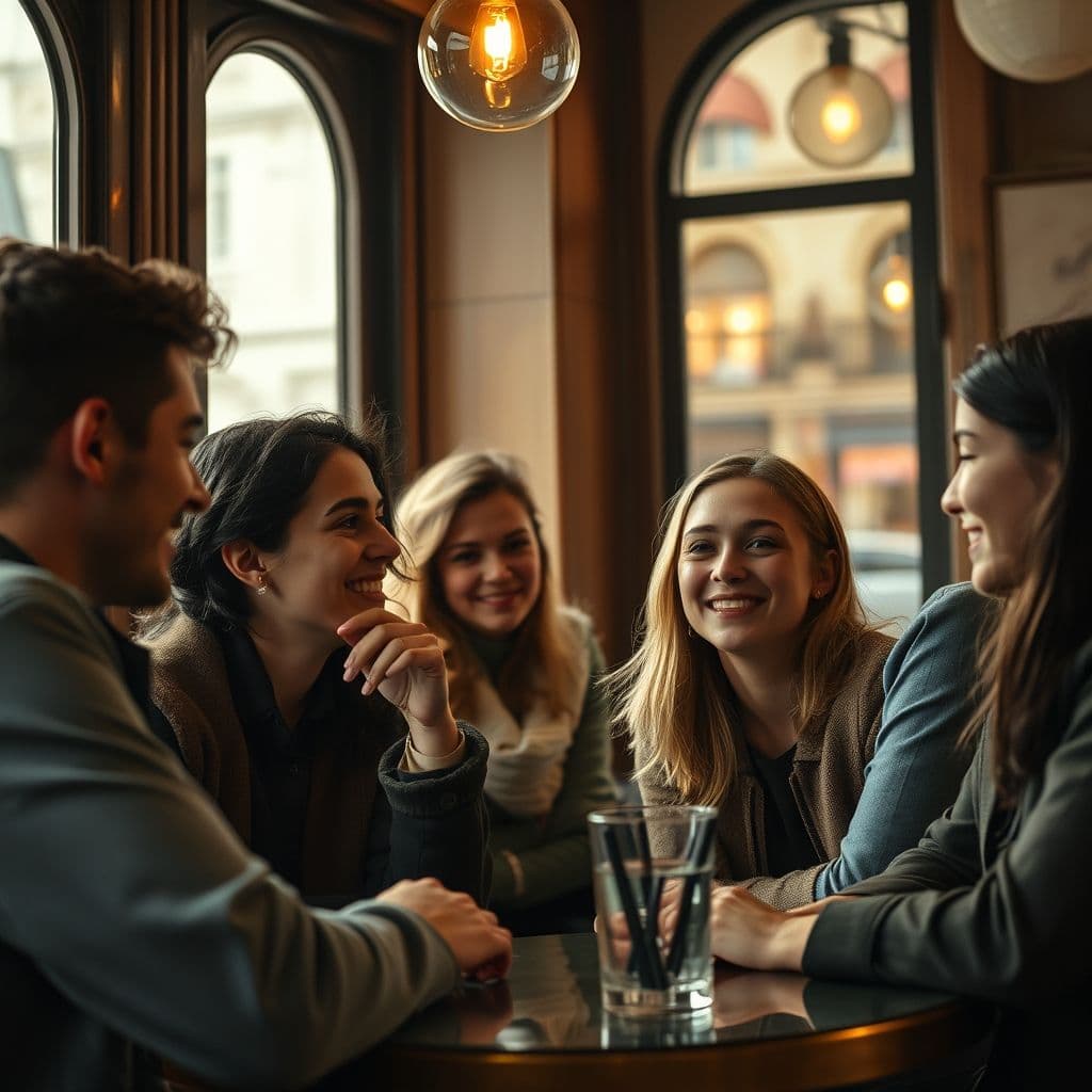 Personas conversando de manera positiva y constructiva.