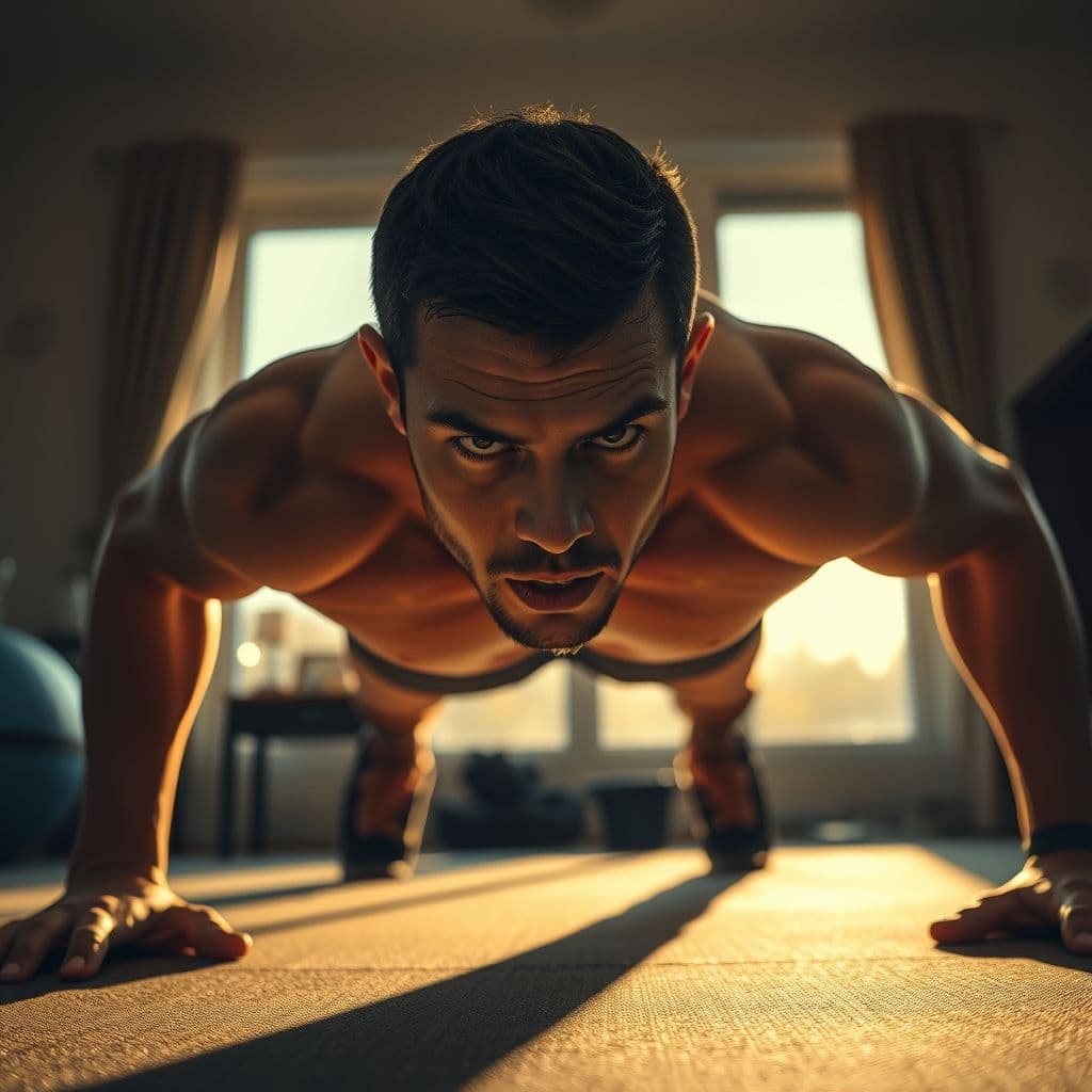 Persona haciendo ejercicio temprano en la mañana con determinación