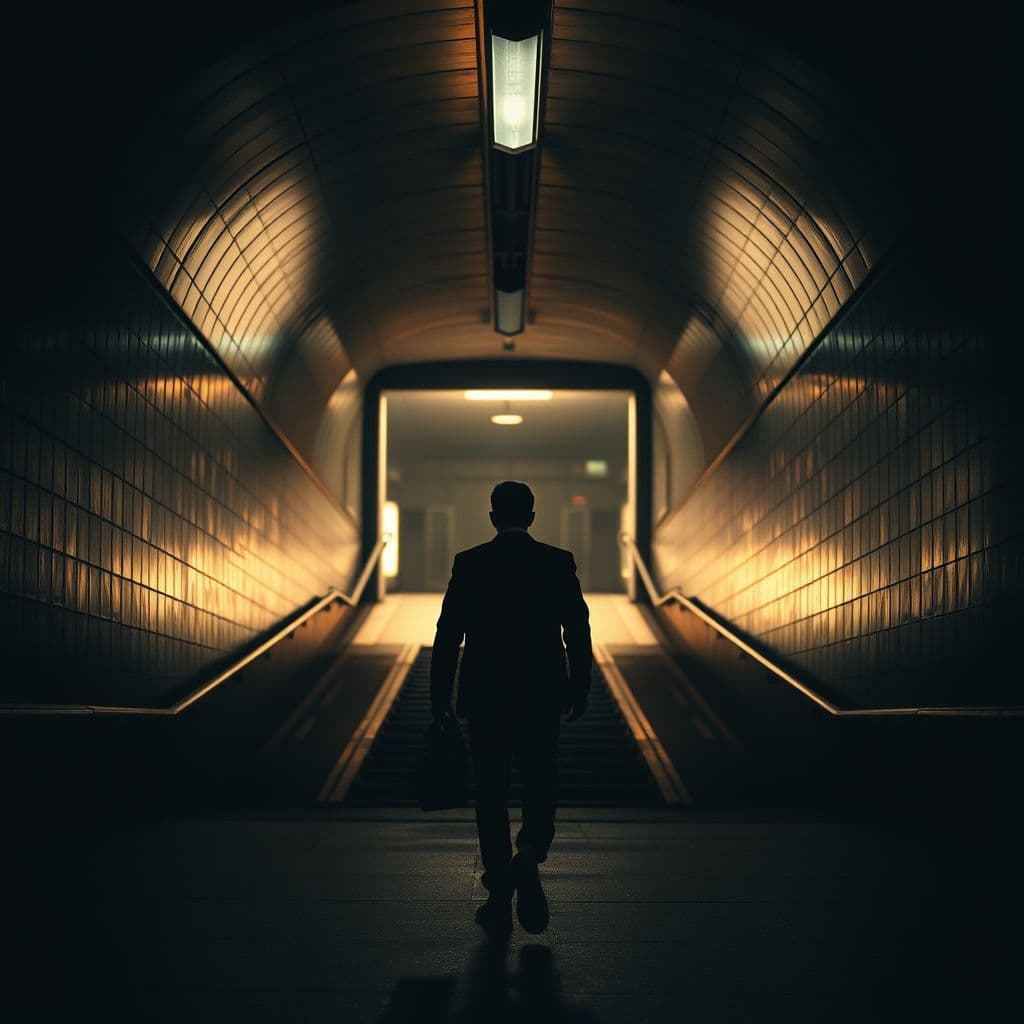 Persona caminando hacia la luz, dejando atrás sombras que representan relaciones tóxicas.