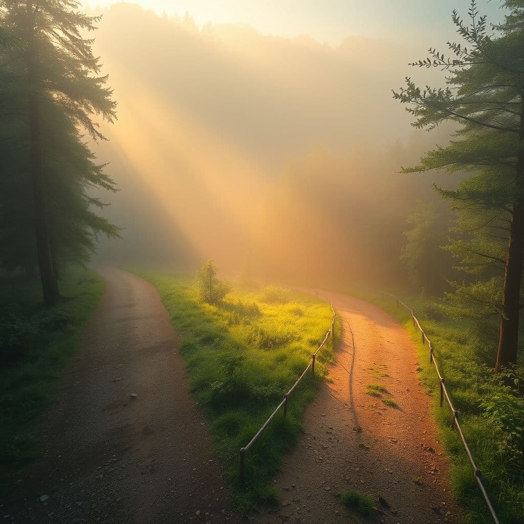 Dos caminos separándose en un bosque simbolizando diferentes razones para alejarse