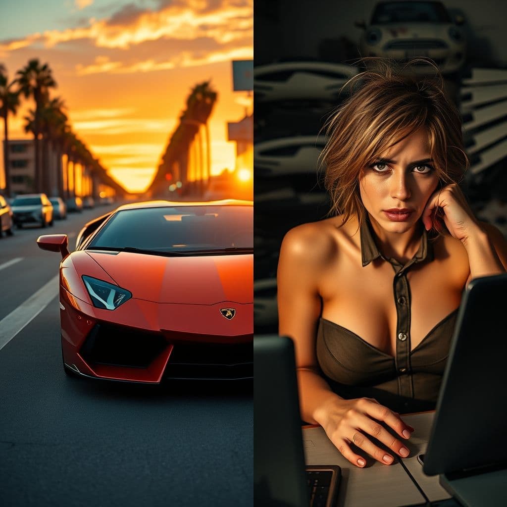 Contraste entre la imagen idealizada del éxito y la realidad del esfuerzo