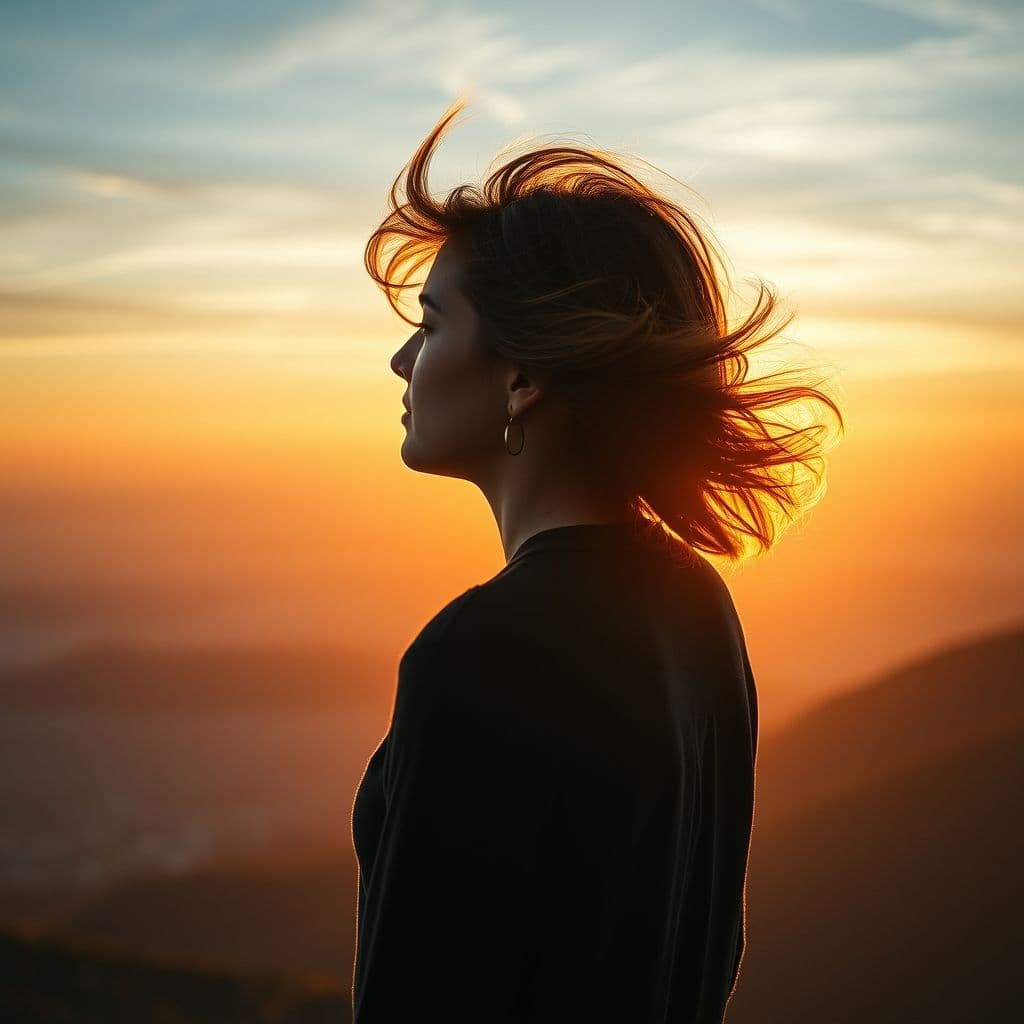 Persona mirando al horizonte con esperanza y determinación