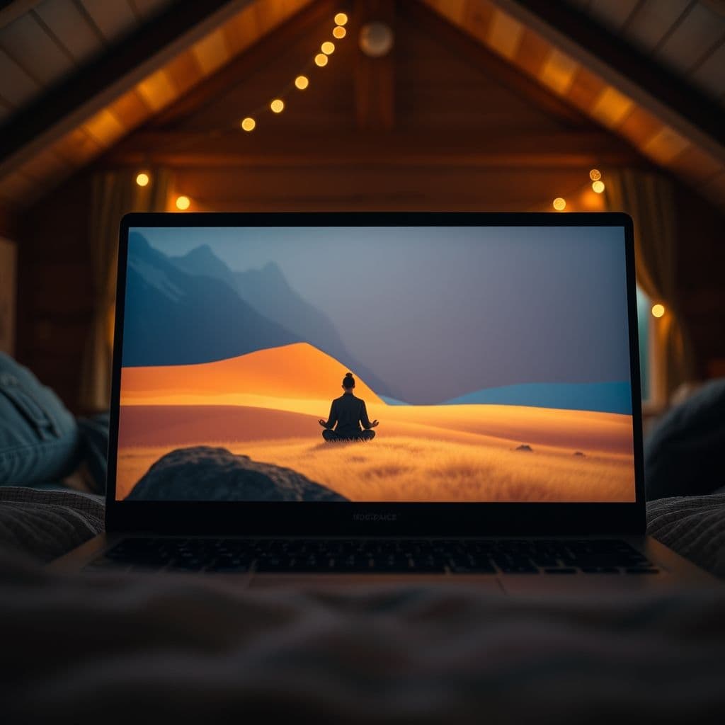 Pantalla del documental Headspace mostrando técnicas de meditación