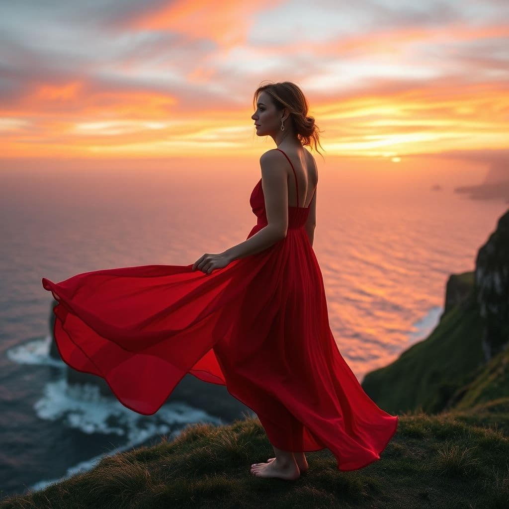 Mujer en silencio, contemplando el horizonte al atardecer, simbolizando paz interior.