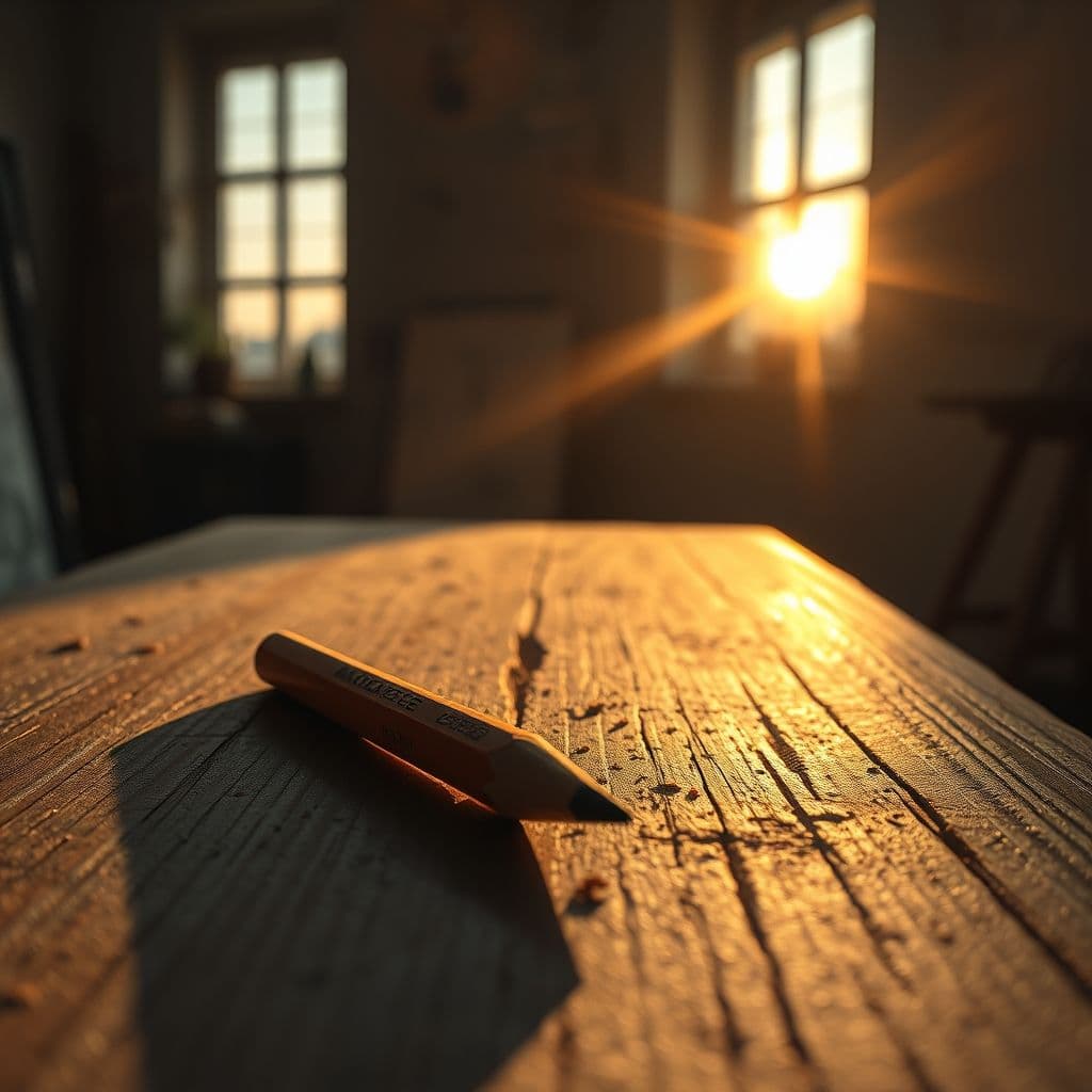 Un lápiz roto que se transforma en algo hermoso, simbolizando la capacidad de convertir la adversidad en oportunidad.