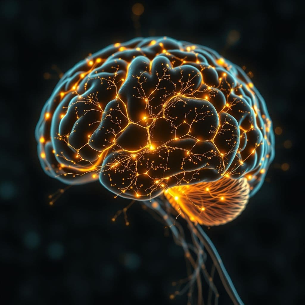 Representación visual de conexiones neuronales formándose con pensamientos positivos