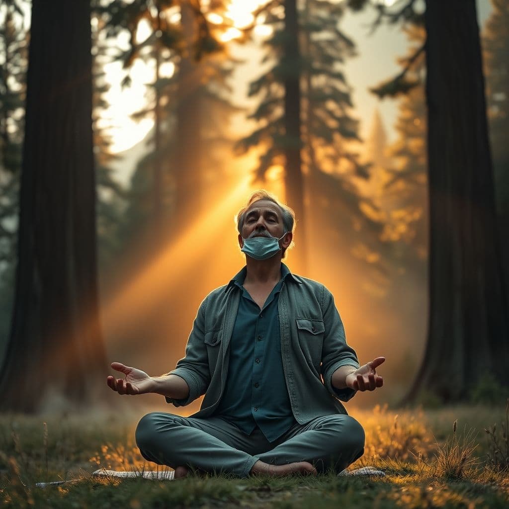 Hombre meditando en un entorno tranquilo, representando el control de pensamientos.