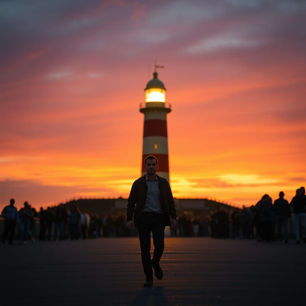 Persona caminando sola hacia el éxito, alejándose de una multitud.