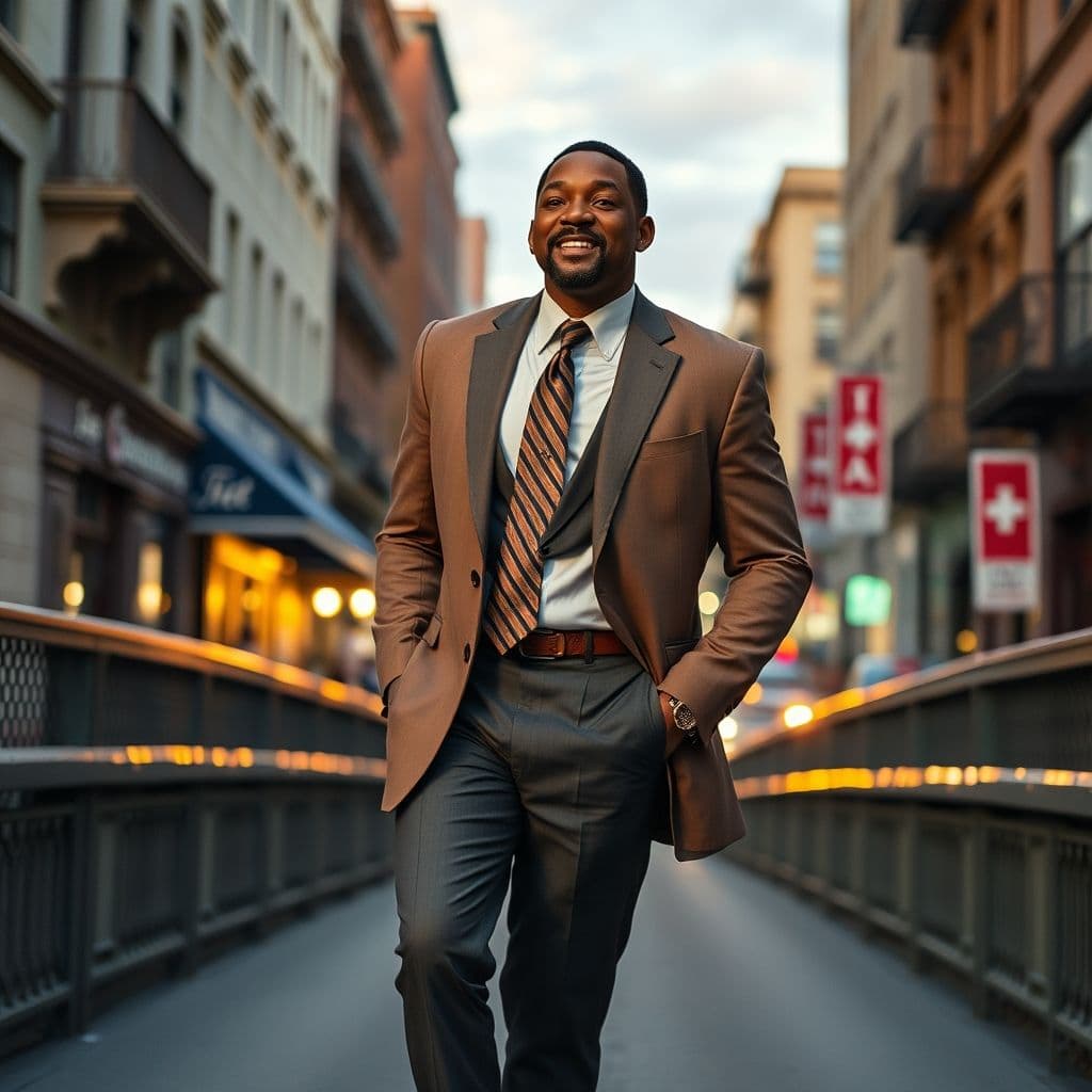 Will Smith como Chris Gardner en 'En Busca de la Felicidad', momento de triunfo.