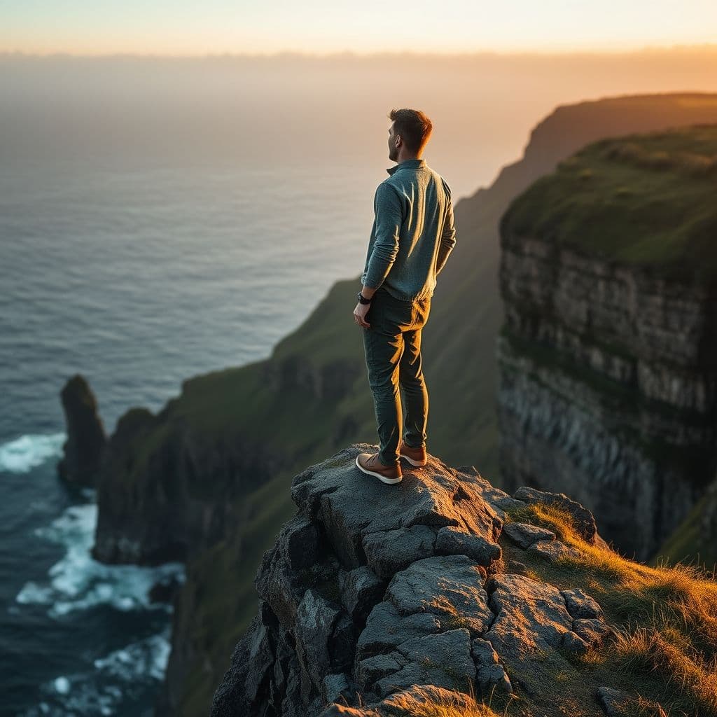 Hombre mirando al horizonte al amanecer, simbolizando nuevos comienzos